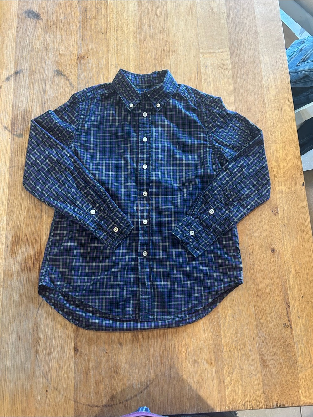 Ralph Lauren Boys Blue & Green Plaid Button-Down Shirt